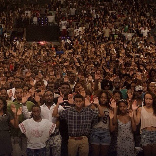Howard University students gather in solidarity during an August 2014 rally inspired by the death of Michael Brown in Ferguson, MO.