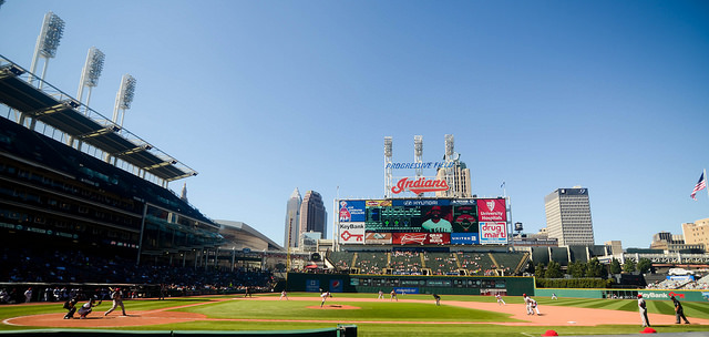 Progressive Field in Cleveland, OH during a game in September 2014. The Cleveland Indians home is one of many ballparks plagued by attendance issues in recent years.