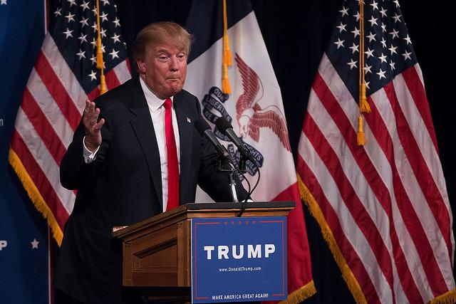 Donald Trump hours after announcing his candidacy for president in Des Moines, IA.