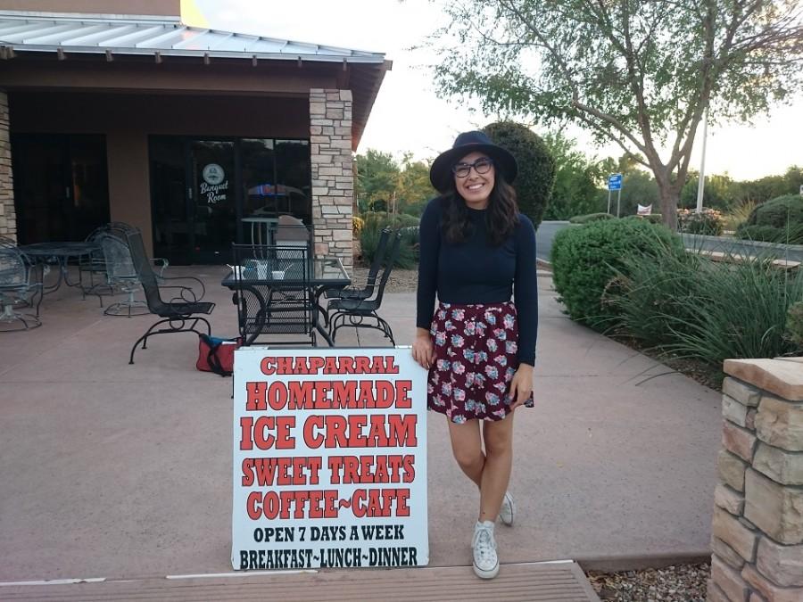 Ivonne Acero stands outside her favorite ice cream shop in Wickenburg.