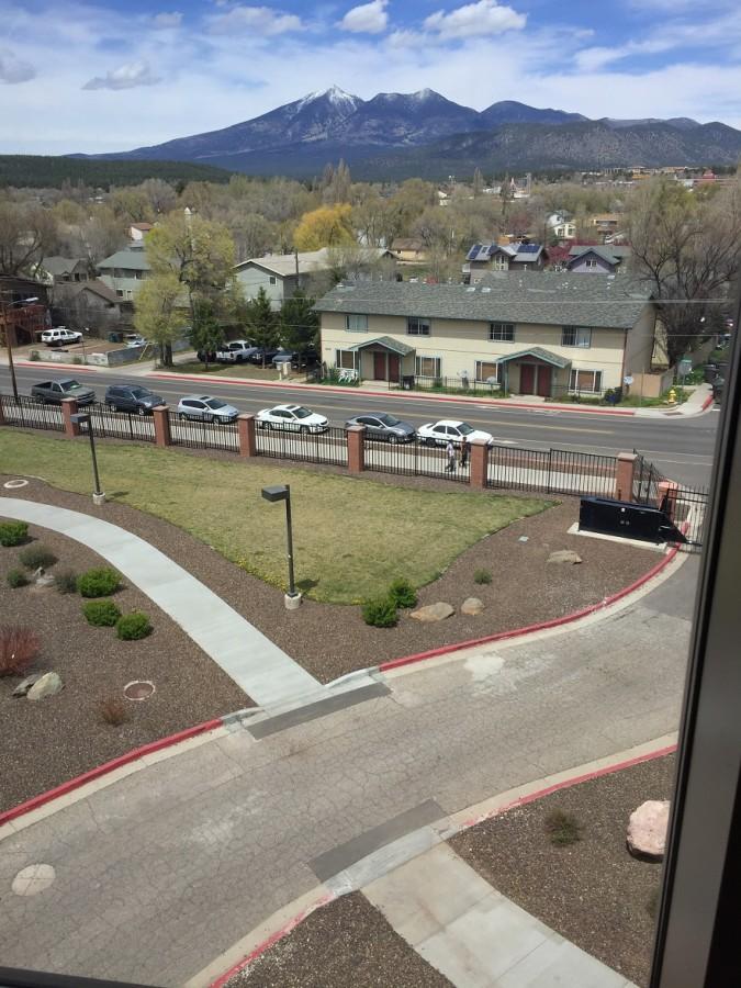 View from Pi Kappa Phi Mountain View Hall at NAU, where the shooting took place.