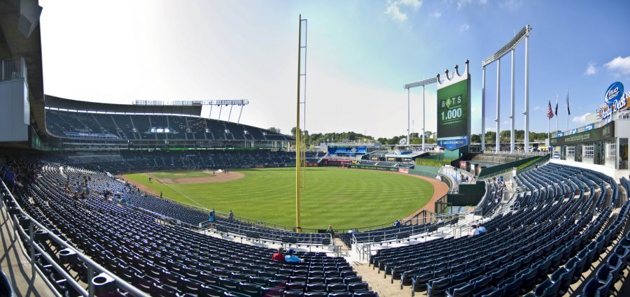 A panoramic view of Kauffman Stadium in Kansas City, Mo. The Kansas City Royals have played in the World Series the last two seasons, losing to the San Francisco Giants in 2014 but defeating the New York Mets in 2015.