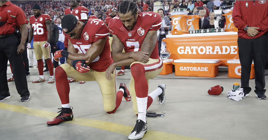 Colin Kaepernick (7) started a kneeling protest that has inspired many, just as it has angered many.