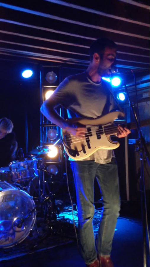 Preoccupations+bassist+and+vocalist+Matt+Flegel+performs+Continental+Shelf+during+the+groups+gig+at+Valley+Bar+in+Phoenix+on+Oct.+25.
