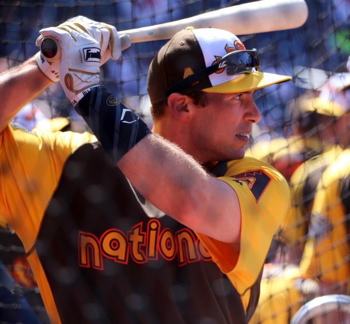 Diamondbacks first baseman Paul Goldschmidt takes batting practice on Gatorade All-Star Workout Day.