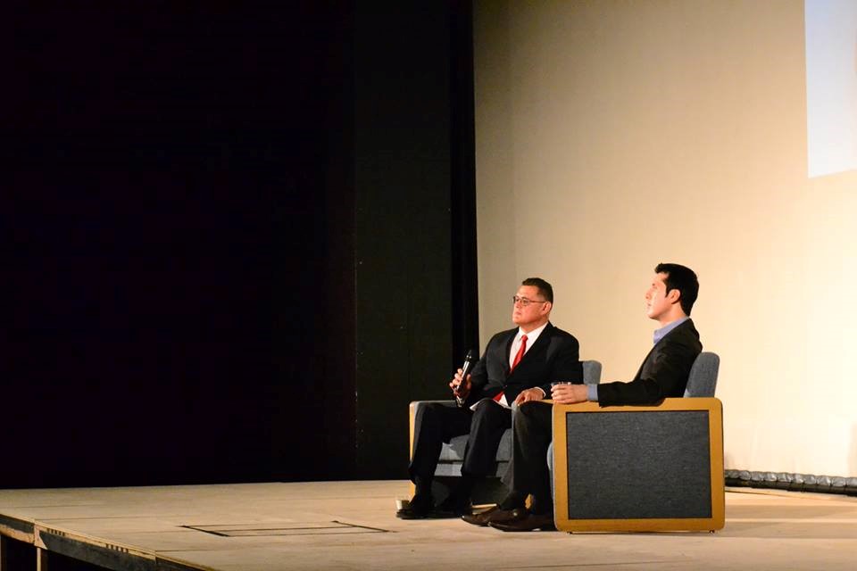 Jonathan Higuera and Roberto Gudino answering the questions from the audience at Performance Arts Center SCC