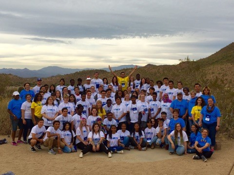 Students gathers for group photo during the Global Leadership Retreat