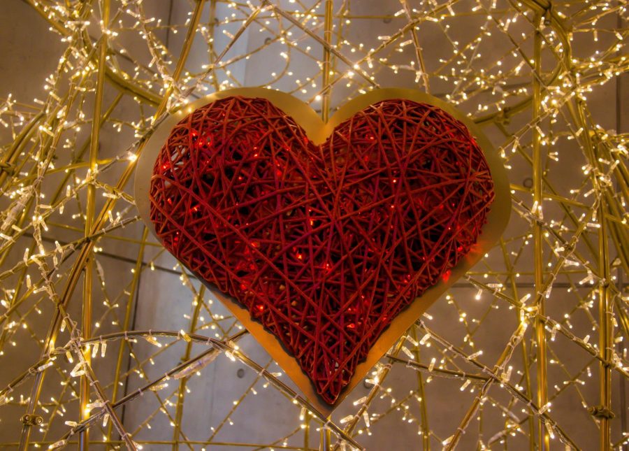 A heart surrounded by lights