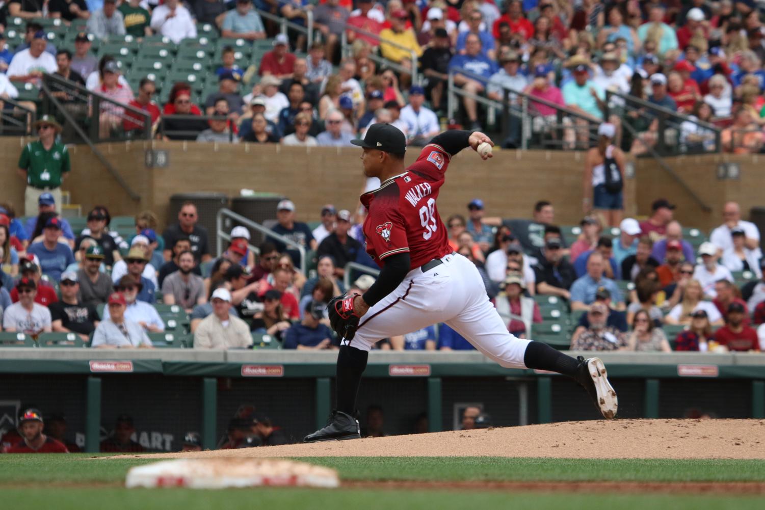 Pitcher Taijuan Walker in action during the Diamondbacks victory over the Kansas City Royals on Mar.10 10-3.