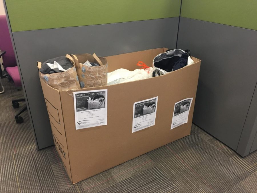 The clothing donation box at the Veteren's Club here at SCC