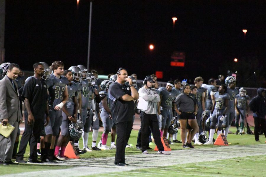 Head Coach Doug Madoski on the sidelines on Saturday nights game against Arizona Western College 