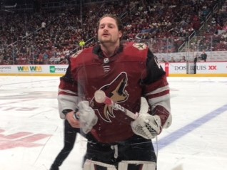 Goalie Adin Hill got the start Thursday night against Los Angeles