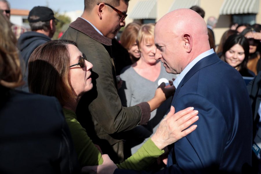 Mark Kelly with supporters at a Phoenix rally in early 2020