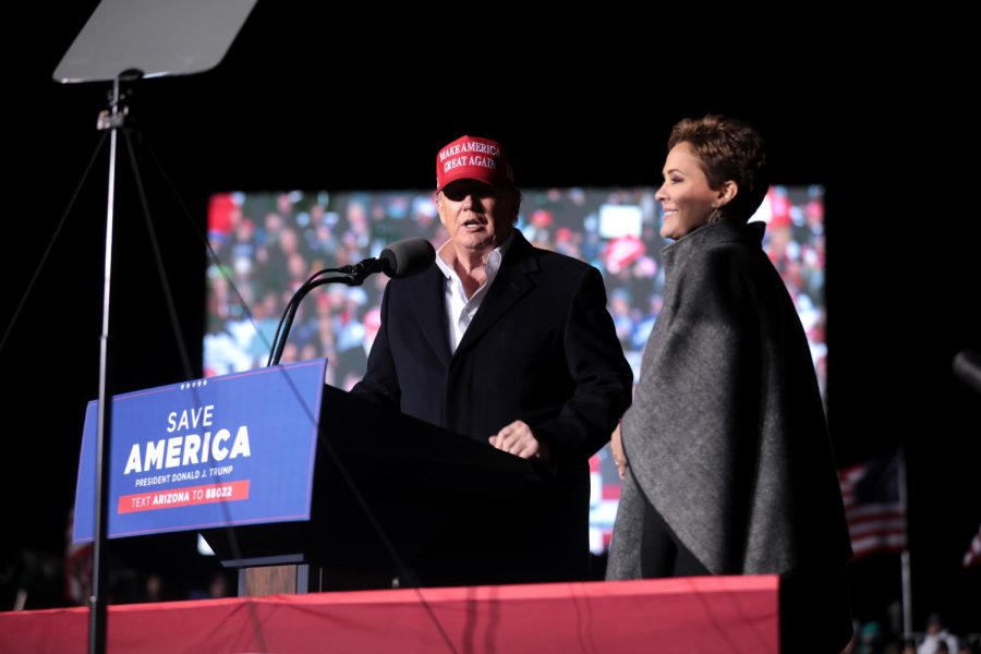 Kari Lake with Donald Trump at a rally in 2022 in Florence Arizona