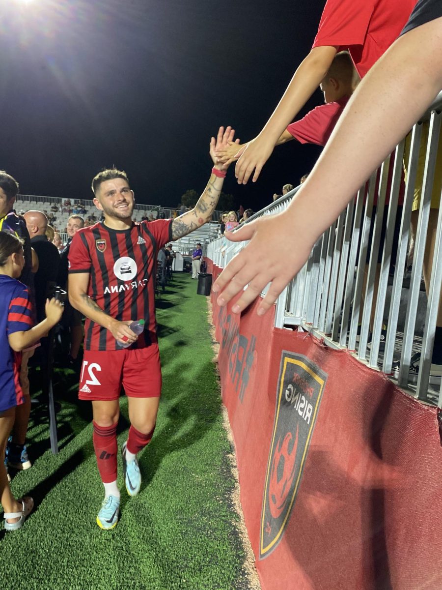 Panos+Armenakas+celebrates+with+fans+after+Saturdays+5-0+victory+over+El+Paso.