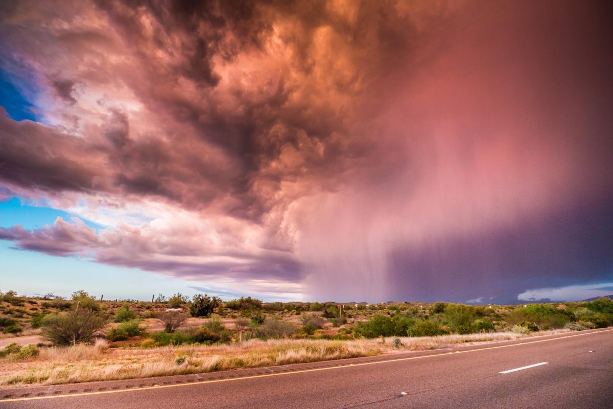 Monsoon clouds over Beeline Highway in Arizona