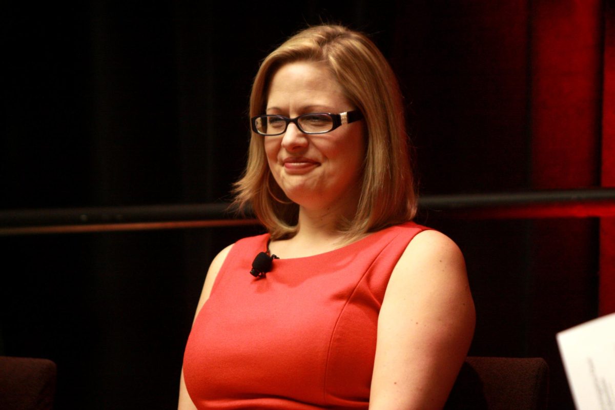 The then Congressman Kyrsten Sinema at a meeting with Arizona Chamber of Commerce (2013)