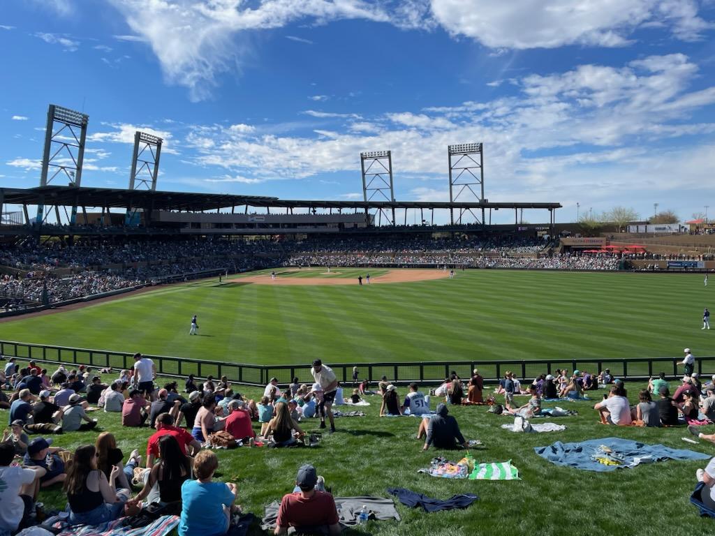 The+grassy+slope+behind+the+outfield+at+Salt+River+Fields+at+Talking+Stick