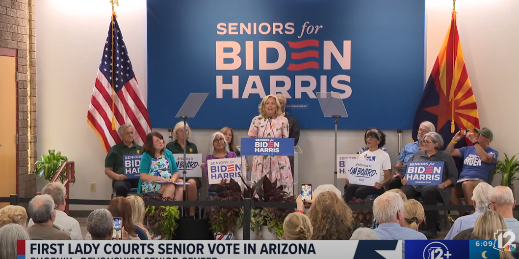 First Lady Jil Biden holds with seniors in Arizona 