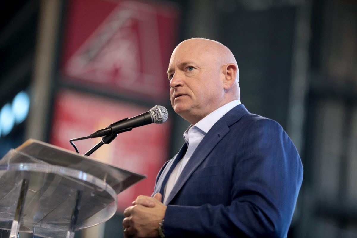 Senator Mark Kelly at Chase Field at a Chamber of Commerce event.