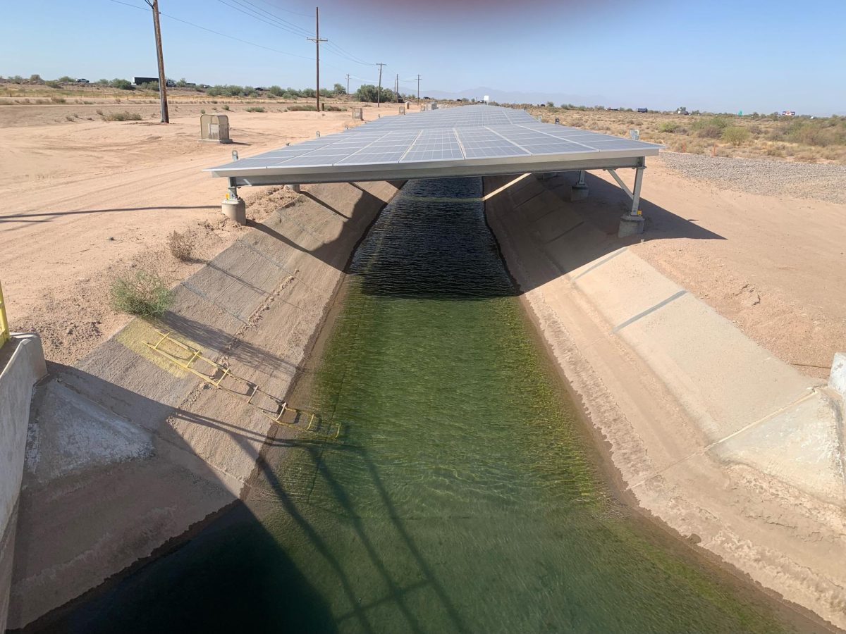 Gila River Indian Community solar-over-canal project in Sacaton, Arizona. 