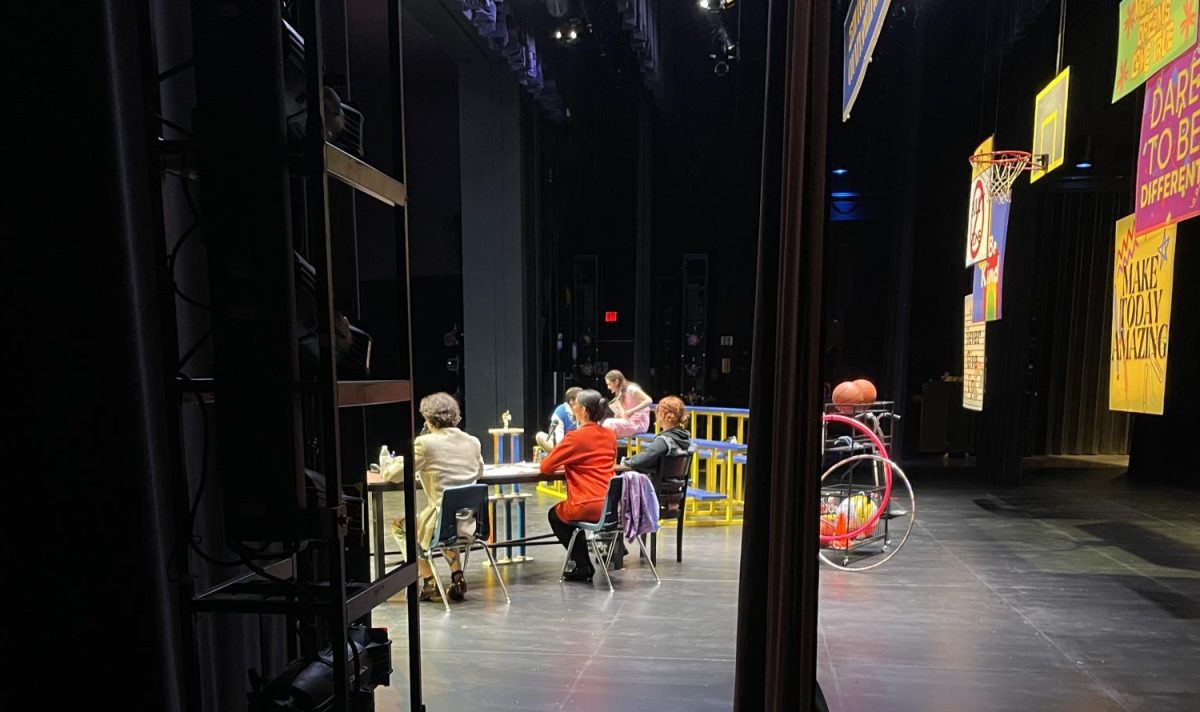 Cast during rehearsal for The 25th Annual Putnam County Spelling Bee