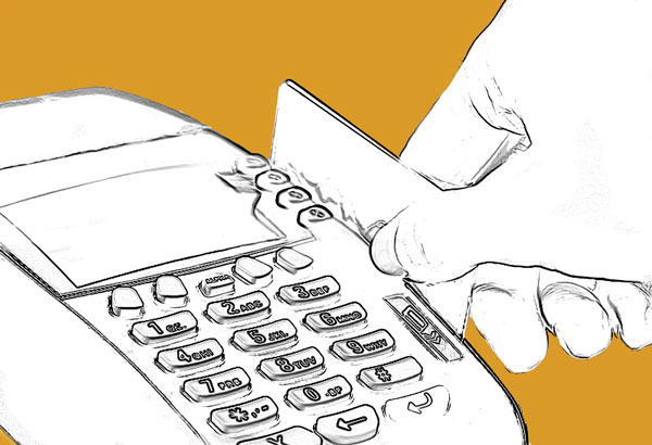 Illustration of credit card machine