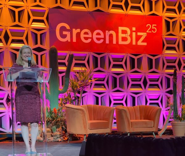 Phoenix Mayor Kate Gallego welcomes crowd to the annual Phoenix GreenBiz event. 