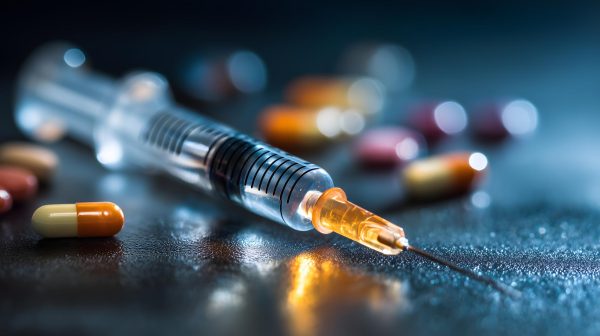 Needle for injection and capsules.